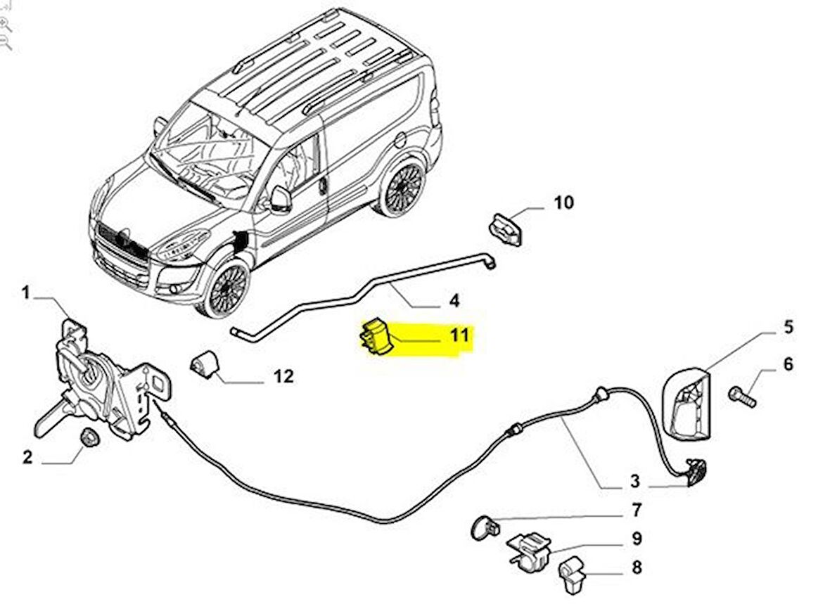 Fiat Doblo Kaput Cubuk Klipsi Kırmızı [Orjinal] (51833229)